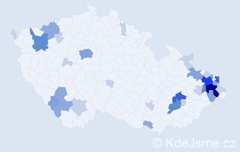Příjmení: 'Kubačka', počet výskytů 88 v celé ČR