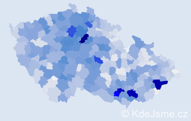 Příjmení: 'Šťastná', počet výskytů 6489 v celé ČR