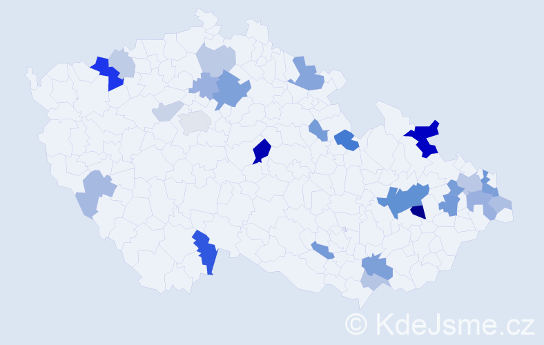 Příjmení: 'Čanecká', počet výskytů 57 v celé ČR