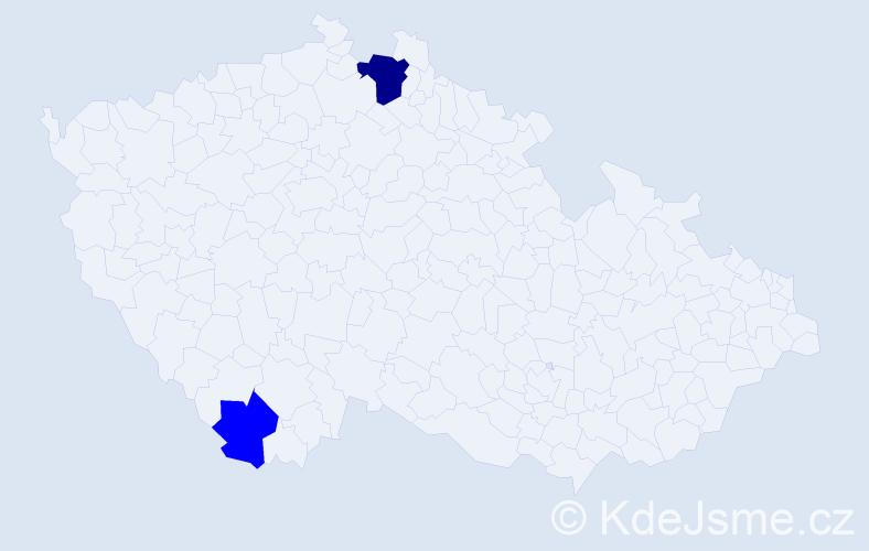 Příjmení: 'Tabačeková', počet výskytů 3 v celé ČR