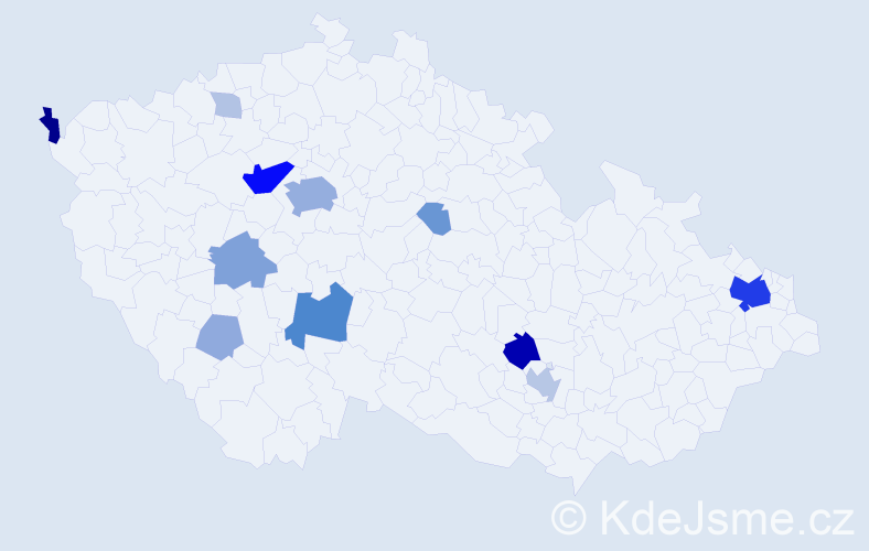 Příjmení: 'Kludská', počet výskytů 54 v celé ČR