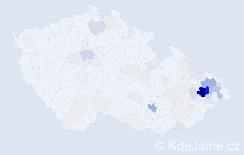 Příjmení: 'Hanzelková', počet výskytů 495 v celé ČR