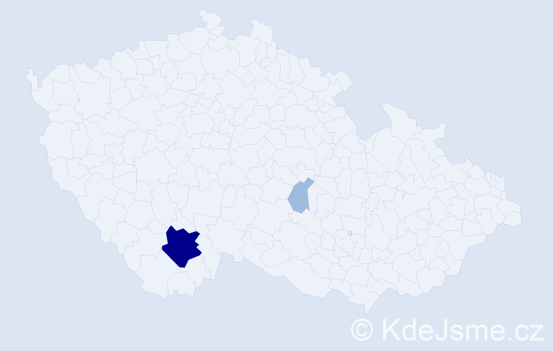 Příjmení: 'Vocedálek', počet výskytů 5 v celé ČR