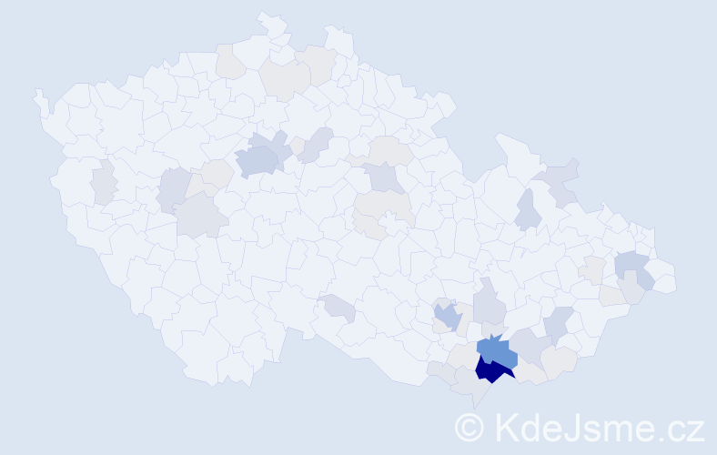Příjmení: 'Kmenta', počet výskytů 163 v celé ČR