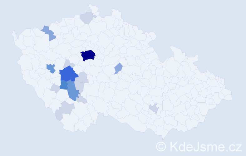 Příjmení: 'Kumhera', počet výskytů 52 v celé ČR