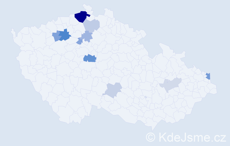 Příjmení: 'Gujdan', počet výskytů 25 v celé ČR