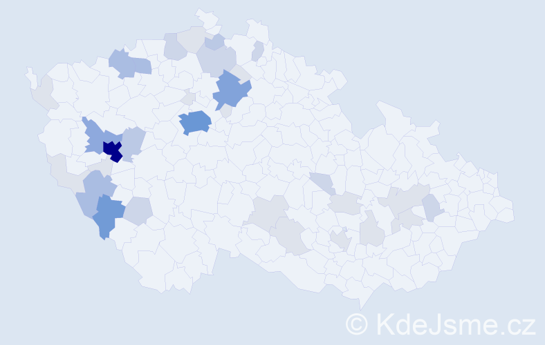 Příjmení: 'Kojzarová', počet výskytů 103 v celé ČR