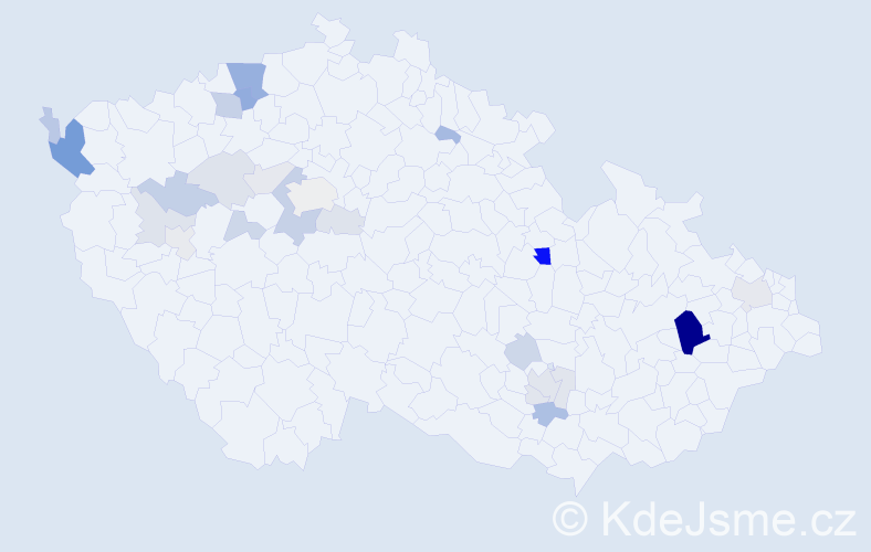 Příjmení: 'Jakubka', počet výskytů 71 v celé ČR