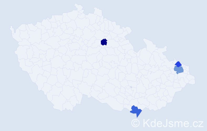 Příjmení: 'Kubináková', počet výskytů 17 v celé ČR