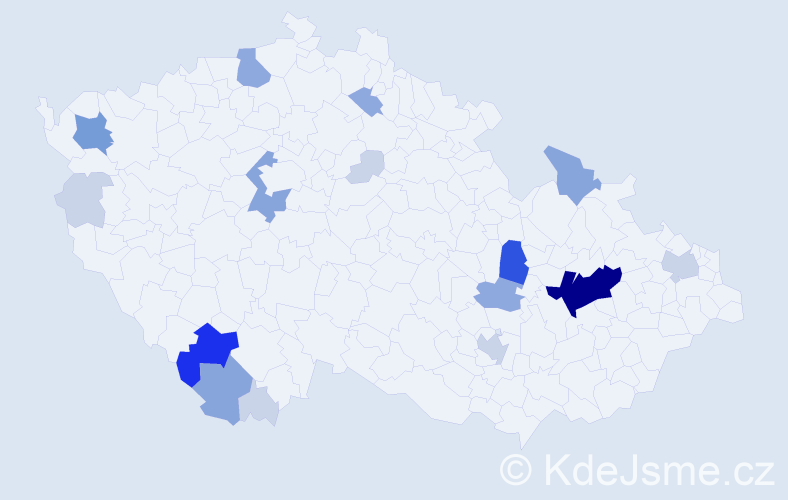 Příjmení: 'Pocklan', počet výskytů 54 v celé ČR