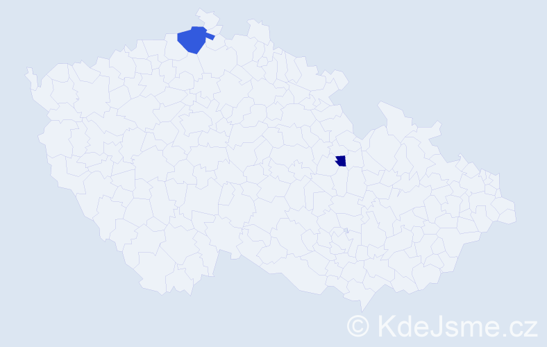 Příjmení: 'Tojmarová', počet výskytů 10 v celé ČR