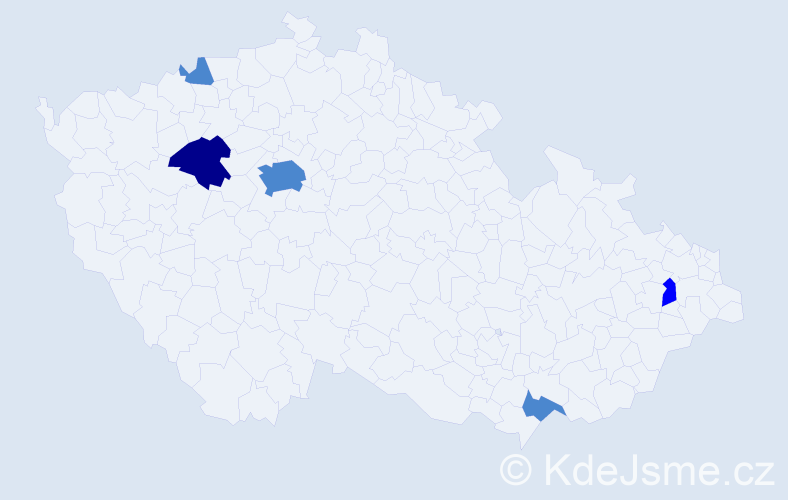 Příjmení: 'Ráchelová', počet výskytů 8 v celé ČR