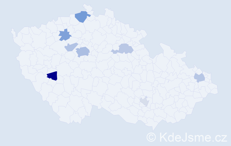 Příjmení: 'Kucera', počet výskytů 17 v celé ČR