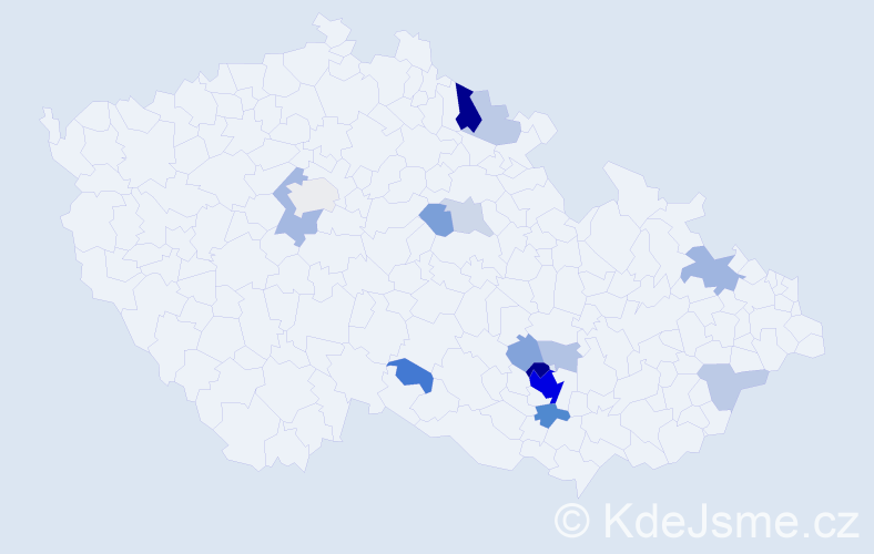 Příjmení: 'Trkan', počet výskytů 49 v celé ČR
