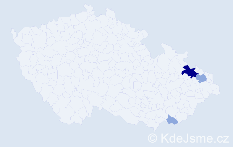 Příjmení: 'Mareta', počet výskytů 9 v celé ČR