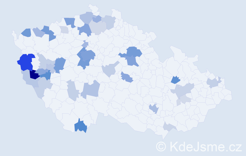 Příjmení: 'Tikalová', počet výskytů 122 v celé ČR
