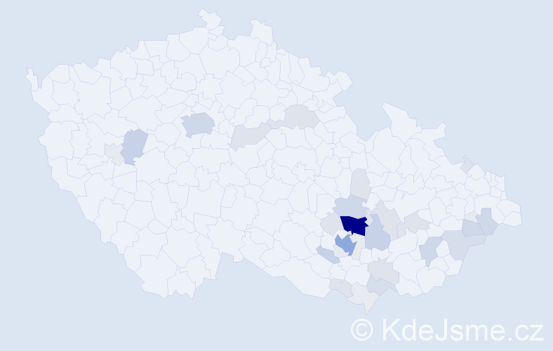 Příjmení: 'Kolmačka', počet výskytů 136 v celé ČR