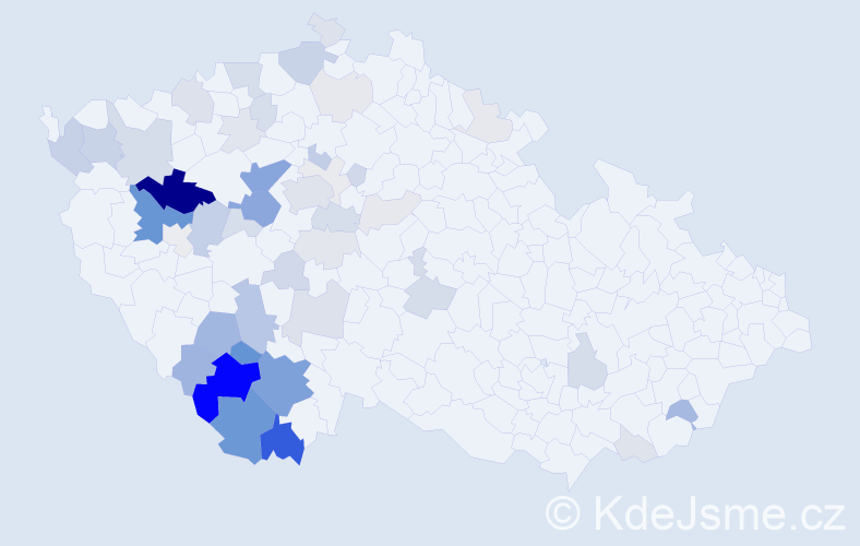 Příjmení: 'Toncarová', počet výskytů 183 v celé ČR