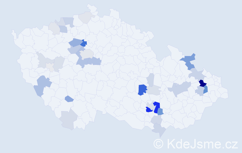 Příjmení: 'Ocásek', počet výskytů 115 v celé ČR