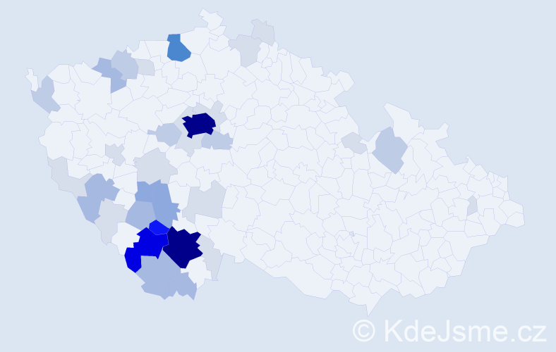 Příjmení: 'Hucková', počet výskytů 128 v celé ČR