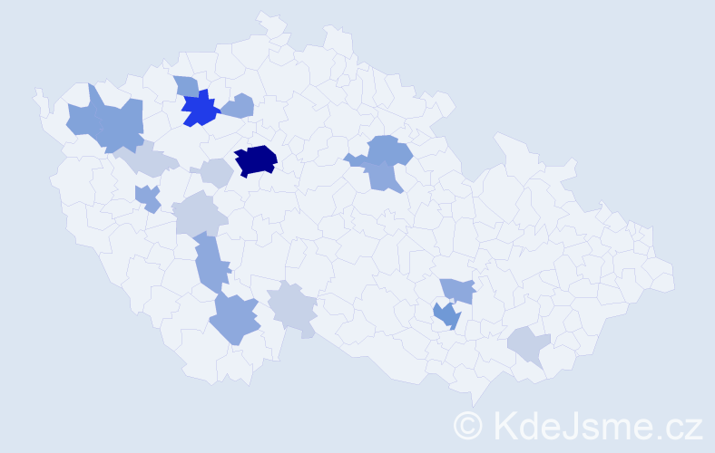Příjmení: 'Čáková', počet výskytů 53 v celé ČR