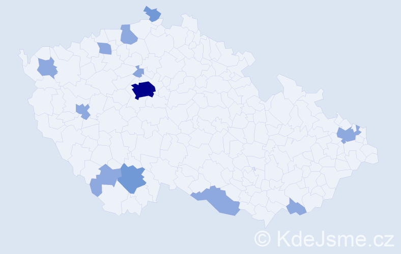 Příjmení: 'Kolar', počet výskytů 26 v celé ČR