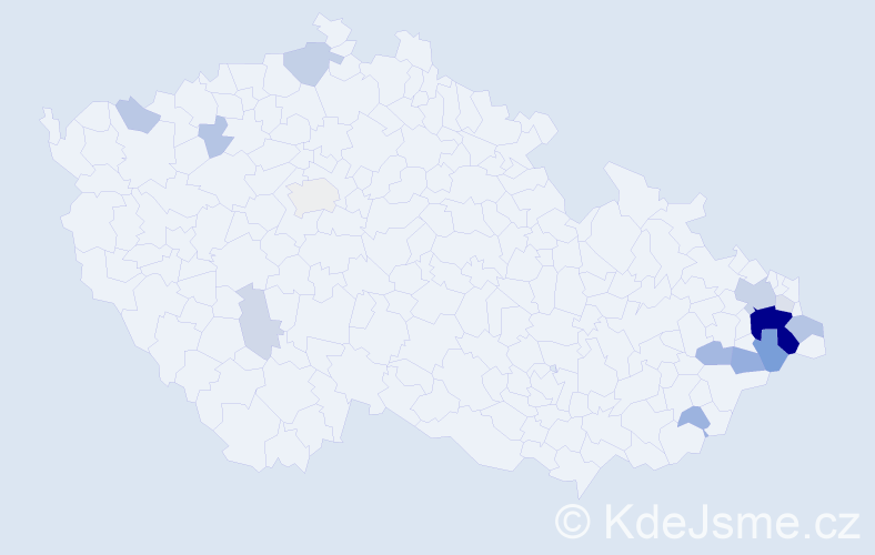 Příjmení: 'Korbáš', počet výskytů 47 v celé ČR