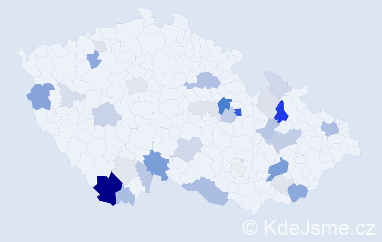 Příjmení: 'Skipala', počet výskytů 97 v celé ČR