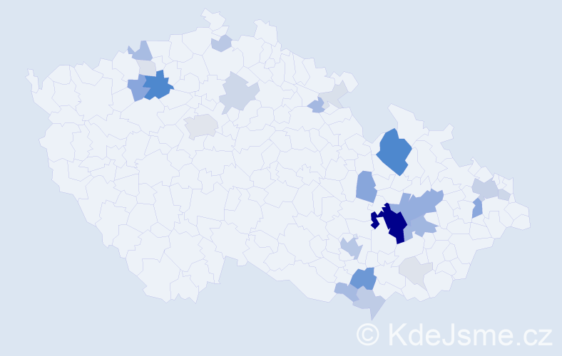 Příjmení: 'Klemešová', počet výskytů 103 v celé ČR