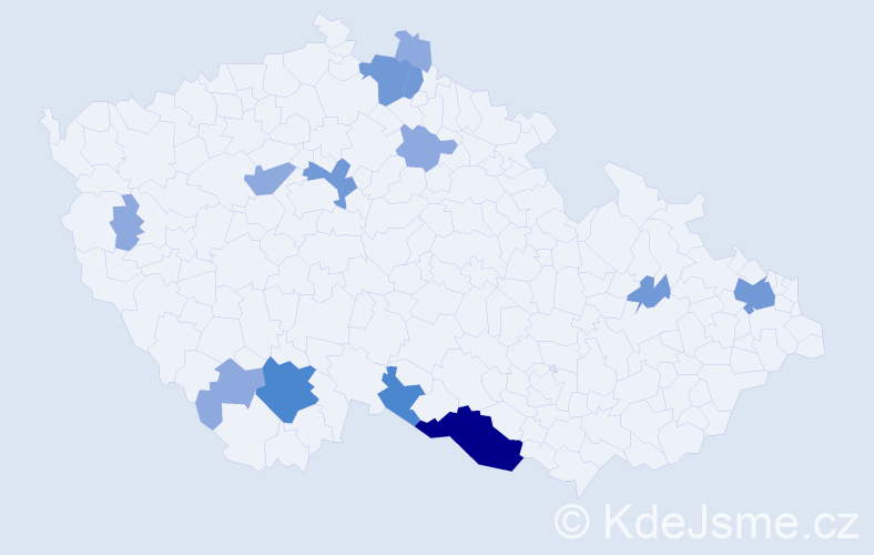 Příjmení: 'Drobňáková', počet výskytů 27 v celé ČR