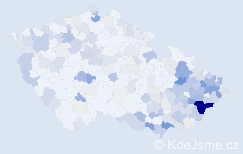 Příjmení: 'Mikuš', počet výskytů 625 v celé ČR