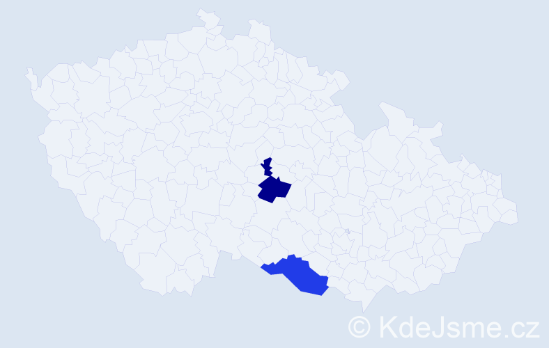 Příjmení: 'Nyam', počet výskytů 2 v celé ČR
