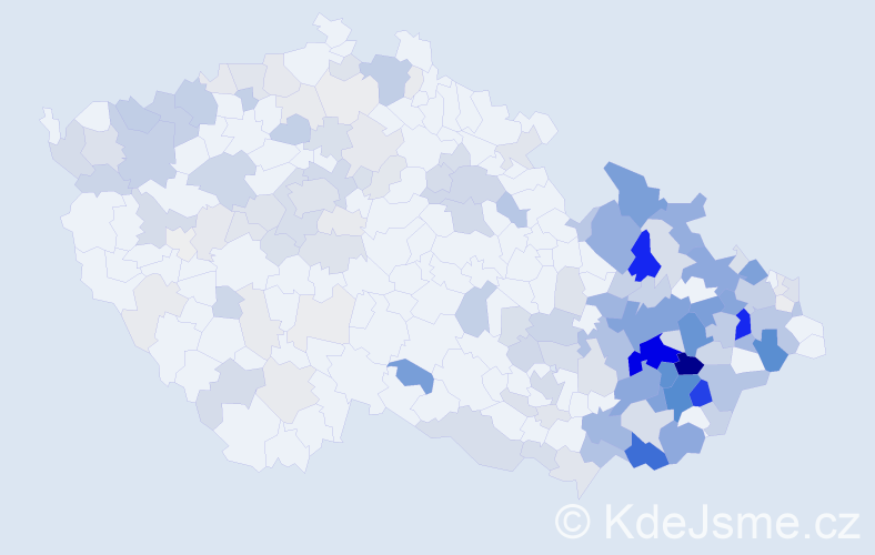 Příjmení: 'Baďurová', počet výskytů 642 v celé ČR