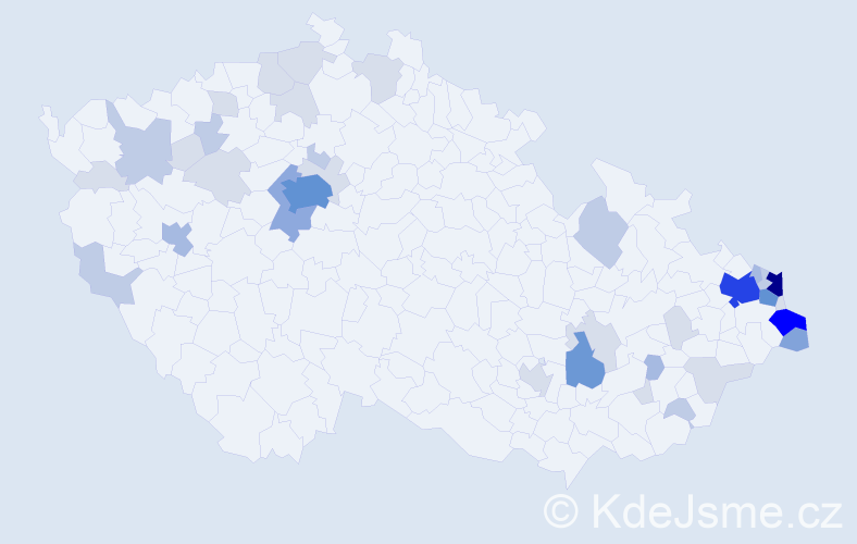 Příjmení: 'Zaremba', počet výskytů 119 v celé ČR