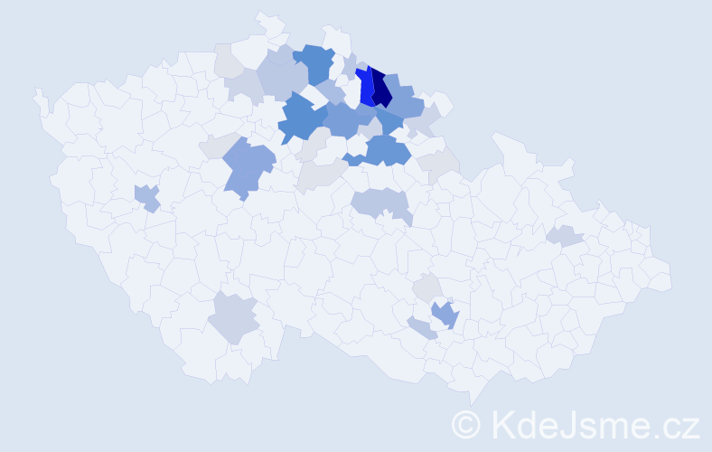 Příjmení: 'Zaplatílek', počet výskytů 169 v celé ČR