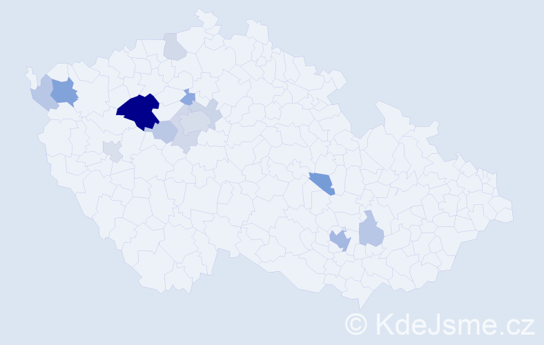 Příjmení: 'Kýnová', počet výskytů 33 v celé ČR