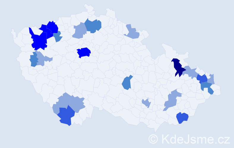 Příjmení: 'Kočan', počet výskytů 54 v celé ČR