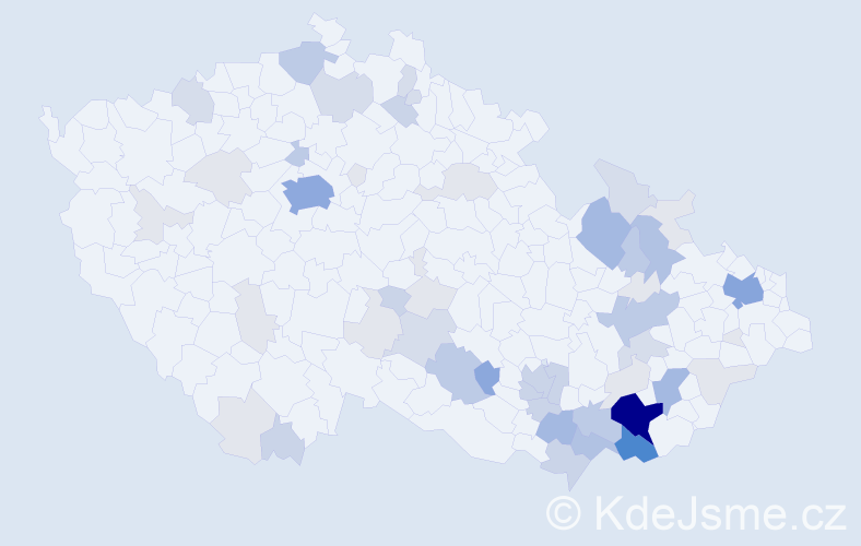 Příjmení: 'Tomešková', počet výskytů 182 v celé ČR