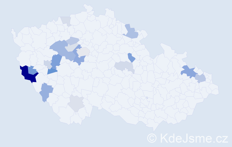 Příjmení: 'Cozl', počet výskytů 45 v celé ČR