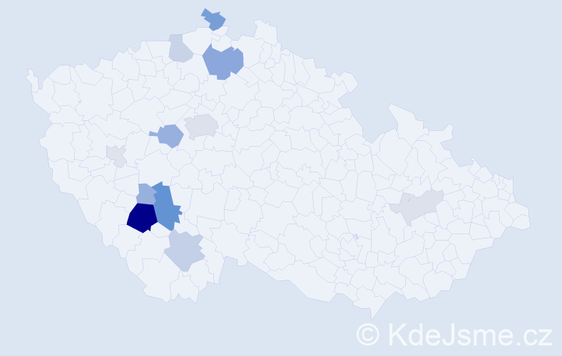 Příjmení: 'Hoštička', počet výskytů 63 v celé ČR