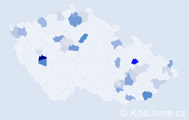Příjmení: 'Miklánková', počet výskytů 59 v celé ČR