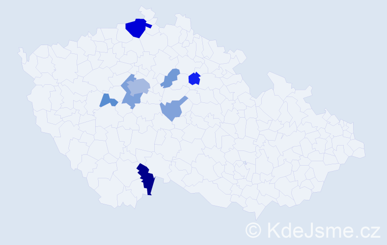 Příjmení: 'Julák', počet výskytů 21 v celé ČR