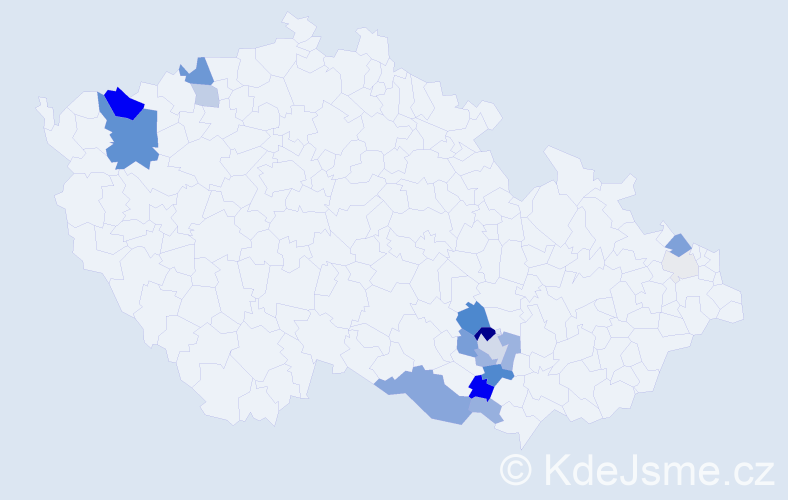 Příjmení: 'Sapoušek', počet výskytů 58 v celé ČR
