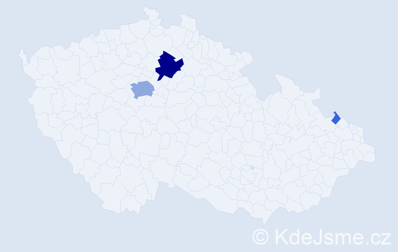 Příjmení: 'Bajtl', počet výskytů 19 v celé ČR