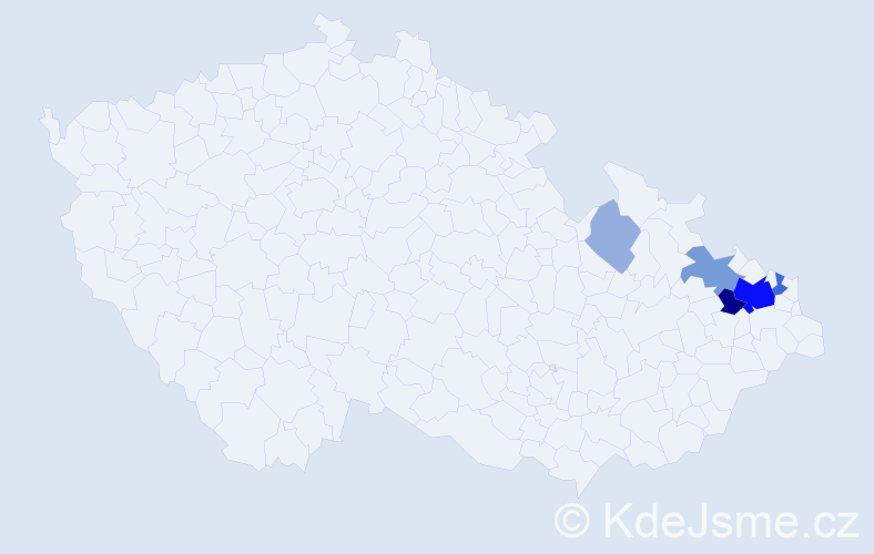 Příjmení: 'Krmelínová', počet výskytů 19 v celé ČR
