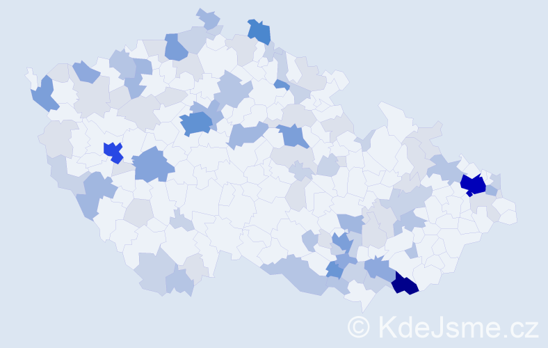 Příjmení: 'Kohút', počet výskytů 270 v celé ČR