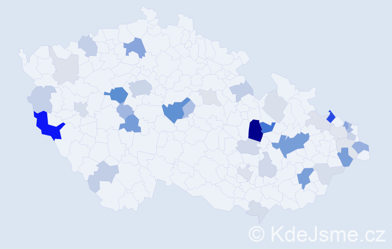 Příjmení: 'Šteffek', počet výskytů 109 v celé ČR
