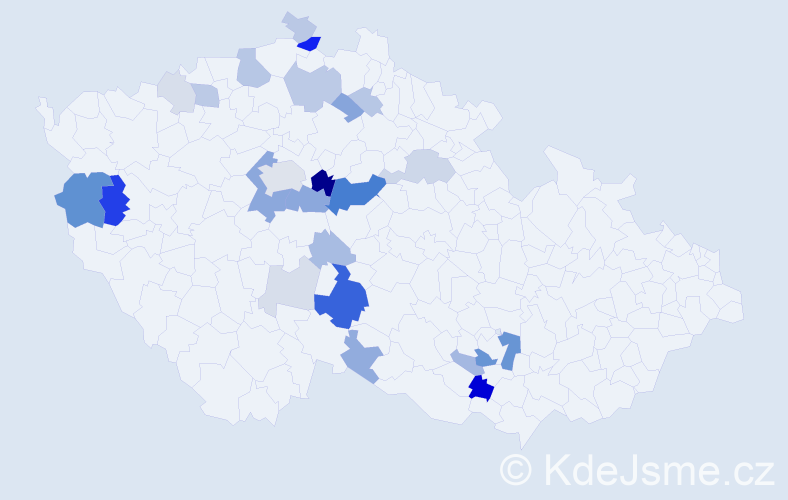 Příjmení: 'Charouzek', počet výskytů 74 v celé ČR