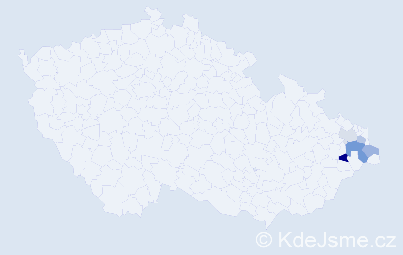 Příjmení: 'Kapčová', počet výskytů 8 v celé ČR