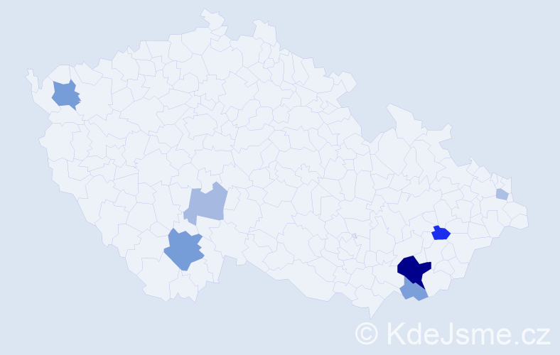 Příjmení: 'Grňáková', počet výskytů 16 v celé ČR